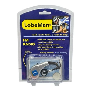 Auriculares de radio FM portátiles LobeMan nuevos en caja 2002-2004 de colección con clip para oreja radio plateados - Imagen 1 de 5
