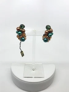 Pendientes Clip Escalador Corona Trifari Verde Multi Tono Oro con Etiqueta Original - Imagen 1 de 5