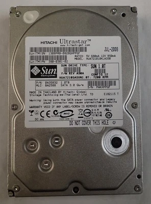 Sun HUA7210SASUN1.0T 1TB 7.2K SATA 3G 3.5" Hard Drive HDD 390-0381-02 - Image 1 of 2