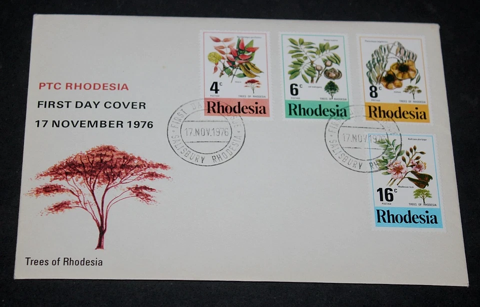 RHODESIA 1976 TREES SET OF 4 ISSUES ON  FIRST DAY COVER NO/ADDRESS - Image 1 of 1