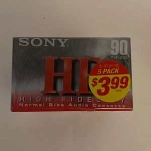 5-Pack NEW SONY HF High Fidelity Normal Bias 90 Min C90HFL Blank Cassette Tape - Picture 1 of 5