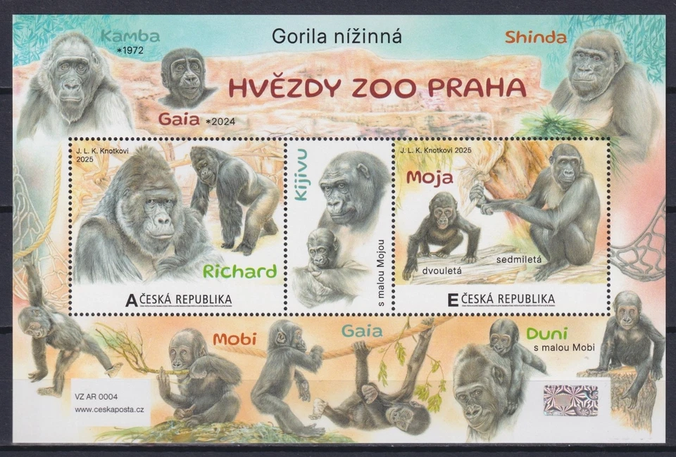 Czech Republic 2025 Fauna, Wild Animals, Monkeys, Stars of Prague Zoo MNH** - Image 1 of 1
