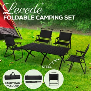 Levede Folding Camping Table Chair Portable Picnic Outdoor Foldable Roll Desk - Picture 1 of 86