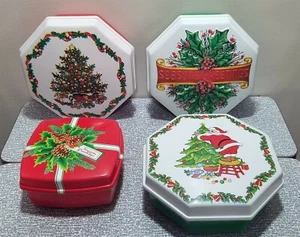 Vtg LOT 4 ULLMAN CO Christmas PLASTIC Lidded Cookie Candy CONTAINERS Made in USA - Picture 1 of 12