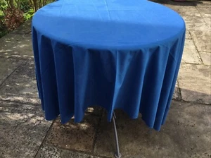 VINTAGE Blue Oval Cotton Blend Tablecloth - Handmade 200 X 155cm - Picture 1 of 8