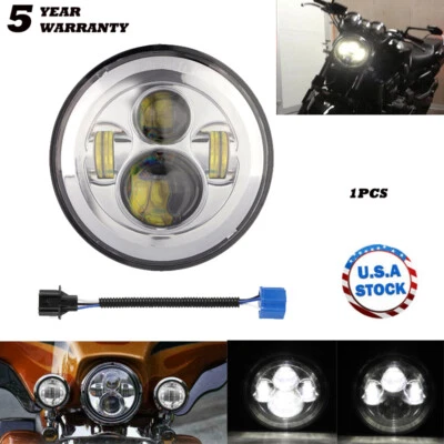 Farol de LED 7" pol Hi-Lo para Suzuki Marauder VZ 800 1600 Savage LS 650 cromado - Imagem 1 de 4