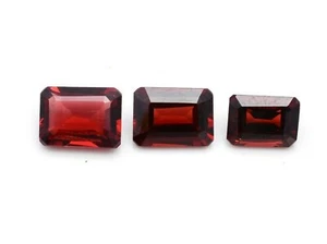 MOZAMBIQUE NATURAL RED GARNET 3 PIECES LOT BAGUETTE FACETED CUT LOOSE GEMSTONE - Picture 1 of 6