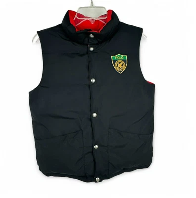 Chaleco acolchado Polo Ralph Lauren para niños M (10-12) rojo negro reversible relleno a presión Foto 1 de 4