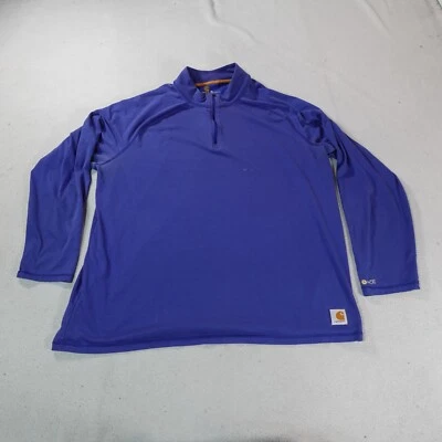 Camisa Carhartt Para Hombres Extra Grande Azul Fuerza Cuarto Cremallera Ropa de Trabajo Pullover Top Foto 1 de 4