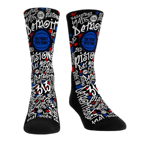 Unisex Rock Em Socks Detroit Pistons Graffiti Crew Socks Cover