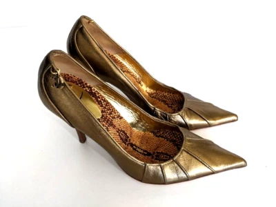 Vestido de tacón de aguja Just Cavalli Italia metálico de cuero cobre - 7, nuevo $599,00 Foto 1 de 4