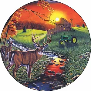 Deer Buck & Doe Farm Spare Tire Cover -Add tire size in NOTES during checkout - Picture 1 of 4
