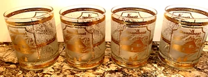 Culver Shot Glass Jigger 22k gold trim Steamboat 12 ounce Set of 4 - Picture 1 of 6