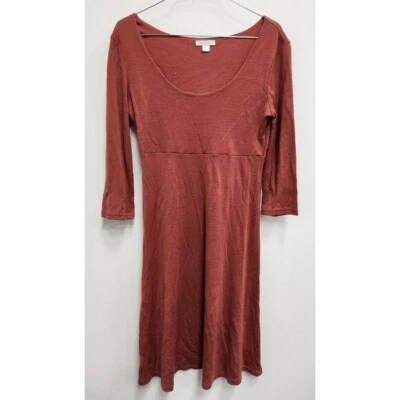 Vestido de lana trapecio Garnet Hill para mujer talla XS rojo ladrillo cuello redondo manga 3/4 Foto 1 de 4