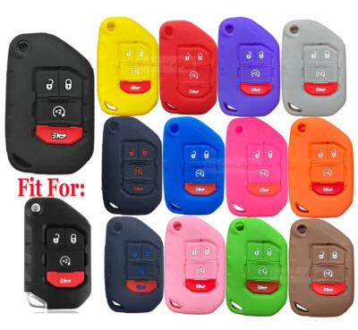 Fit Jeep Wrangler Gladiator 4 Button Smart Remote Key Fob Silicone Case Cover - Image 1 of 4