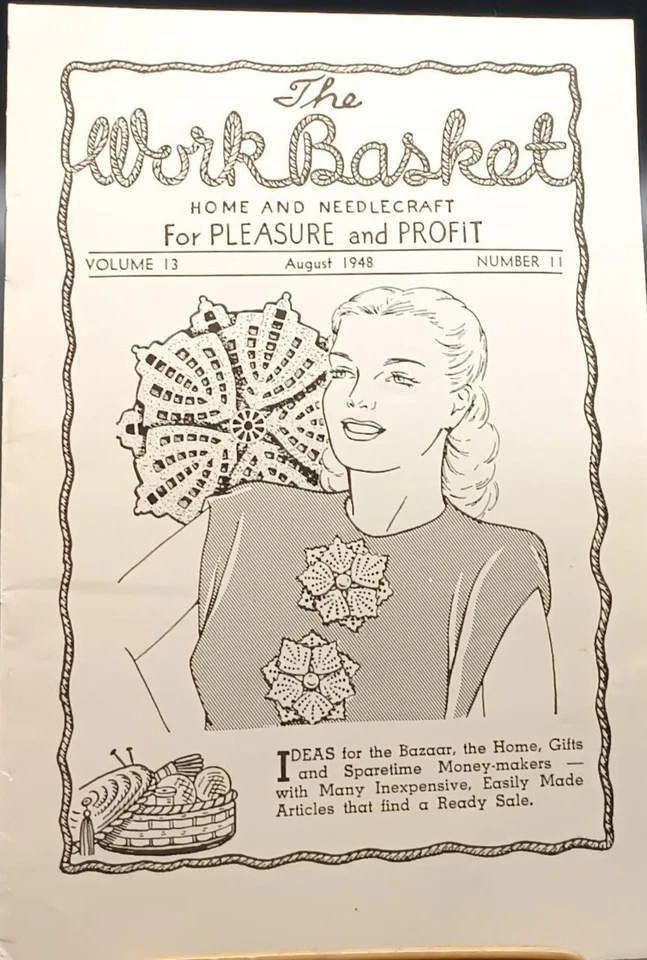 Vintage August 1948 The WorkBasket Magazine Home & Needlecraft Vol 13 No 11 - Image 1 of 2