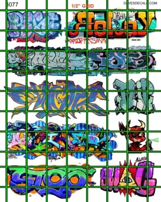 6077 DAVE'S DECAL URBAN GRAFFITI BUILDING STREET CITY  BOX CAR USE GRID 1/2" - Image 1 of 4