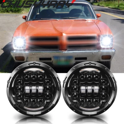2 piezas de ojos angulares de faros LED redondos de 7 pulgadas aptos para Pontiac Ventura 1971-1977 Foto 1 de 4