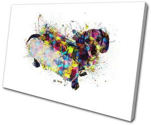 Dachshund Salchicha Perro Coloridos Animales LIENZO ÚNICO ARTE DE PARED Impresión de Imagen - Imagen 1 de 1