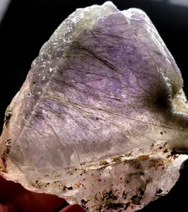 351g NATURAL Fantastic Cubic BLUE transparent FLUORITE QUARTZ Crystal&Hair r378 - Picture 1 of 10