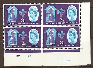 1962 NPY 3d (Phos) - Cyl Block With unlisted blue scratches MNH - Picture 1 of 1