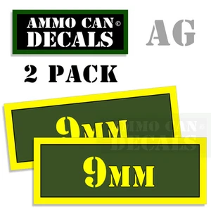 9MM Ammo Can Box Decal Sticker bullet ARMY Gun safety Hunting 2 pack AG - Picture 1 of 2