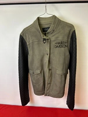 Chaqueta Mujer Harly Davidson Verde Suave con Mangas Negras Talla Grande Foto 1 de 4