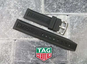 Nuevo 20 mm Auténtico TAG HEUER Correa de Goma Negro Buzo Reloj Correa Tang Hebilla T - Imagen 1 de 4