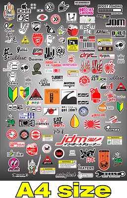 RC DRIFT CAR STICKER SHEET JDM A4 PAGE 1/10 1/8 HPI MST PANDORA 3 RACING TAMIYA - Image 1 of 4