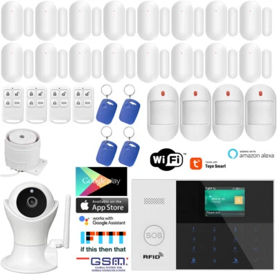 A04 TUYA APP WiFi GSM Wireless Home Security Alarm Burglar System+HD IP Camera - Image 1 of 4