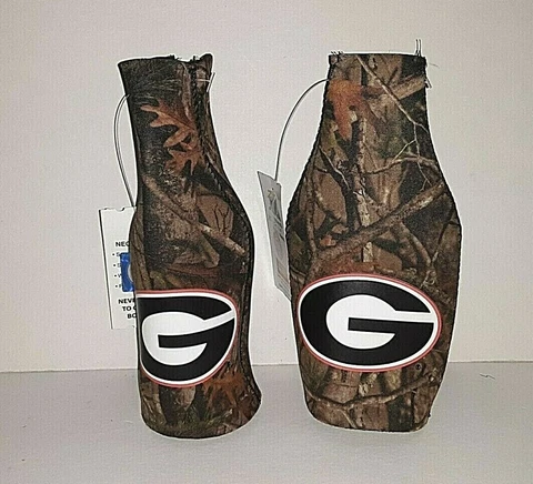 Georgia Bulldogs  NCAA  Camouflage  Zip - Up  Bottle Koozie ( set of two ) Cover