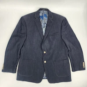 Van Heusen Studio Men's Sport Coat Two Button Blue Chambray Patch Pocket Sz 44R? - Picture 1 of 14