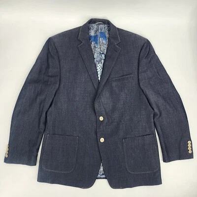 Van Heusen Studio Men's Sport Coat Two Button Blue Chambray Patch Pocket Sz 44R? - Image 1 of 4