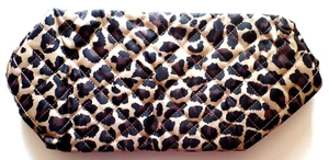 New LEOPARD SKIN Cosmetic Bag with Top Silver Tone Zipper - Picture 1 of 7