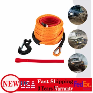Cable de recuperación de línea de cuerda de cabrestante sintético de 3/8" x 60' 19.854 libras para cabrestante UTV Jeep - Imagen 1 de 20