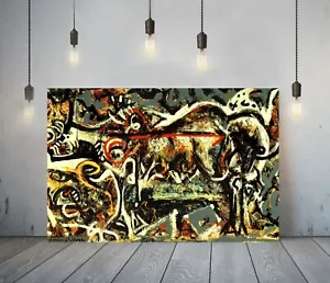 JACKSON POLLOCK 20- FRAMED CANVAS ARTIST WALL ART PAPER PICTURE PRINT- BLACK - Picture 1 of 15