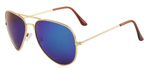 Blue Mirror Aviator Retro Classic Mens Womens Strong Hinge Sunnies Sunglasses - Picture 1 of 11