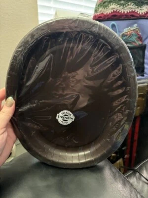 Chocolate Brown 12" Oval Paper Plates 8 Per Pack Tableware Party Supplies New! - Image 1 of 2