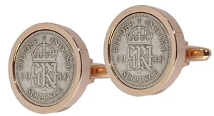 1940 Silber Sixpence Münzen Im Set Rose Gold Herren 80 Jahre Geschenk Direkte - Picture 1 of 7