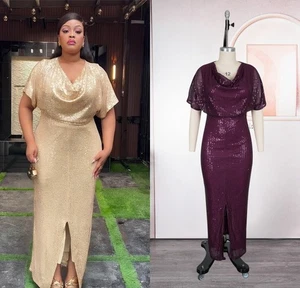 Rhinestone Africa Women Top Long Dress Set Elegant Regular Fit Party Dress Gowns - Picture 1 of 38