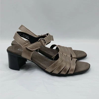 Munro Hallie Strappy Sandal Womens 6M Taupe . Metallic Leather Block Heel Shoes  - Image 1 of 4