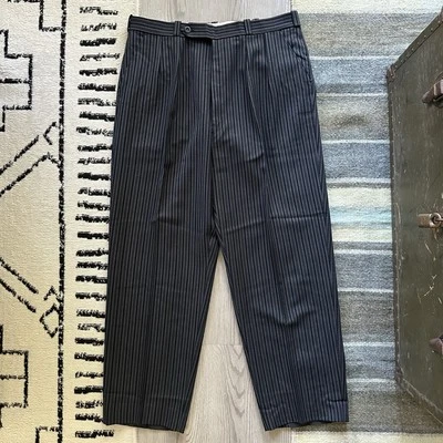Vintage 30s 40s Striped Selvedge Button Fly Trousers Size 35x30 - Image 1 of 4