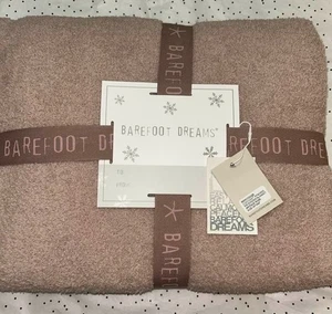 Barefoot Dreams 45"x60" Blanket Throw  Stacked Rib Border in ANTIQUE ROSE* NEW - Picture 1 of 3