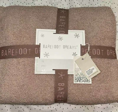 Barefoot Dreams 45"x60" Blanket Throw  Stacked Rib Border in ANTIQUE ROSE* NEW - Image 1 of 3