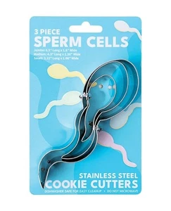 Funny 3pc Sperm Cookie Cutters – Stainless Steel Baking Mold Gag Gift - Picture 1 of 1
