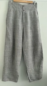 TRANSIT PAR SUCH grau karierte Leinen Karottenbein High Waist Hose Größe L - Bild 1 von 9