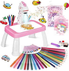 Juego de mesa proyectora de dibujo de unicornio para niños niñas incluye suministros de arte de unicornio, - Imagen 1 de 6