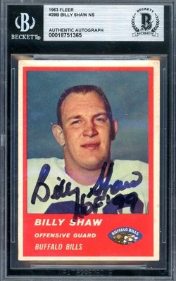 Billy Shaw Beckett BAS Signed 1963 Fleer Autograph Bills - Image 1 of 2