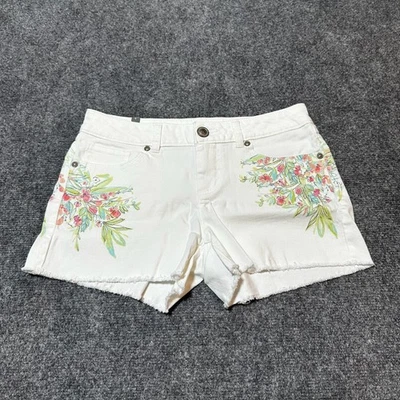 Pantalones Cortos LC Lauren Conrad Para Mujer 4 Blancos Floral Mezcla de Algodón Bolsillos Cortados Foto 1 de 4