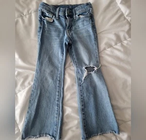 Girls Old Navy Flare Jeans. Ripped Distress Look, Adjustable Waist, Size 6 - Picture 1 of 6
